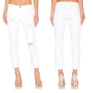 Current Elliott Straight Crop Torn Jean in Sugar Destroy White Raw Hem
